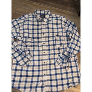 C.C. Filson Plaid Button Up Cotton Flannel Longsleeve Shirt Mens Sz XL Brown